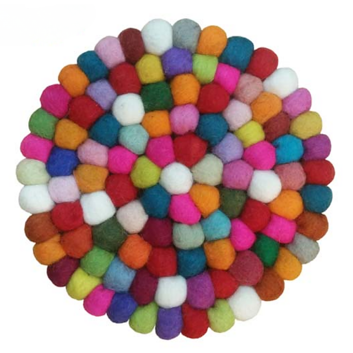 Wool Felt Hot pad - Ball Trivet - Handmade Round Mat, 20cm