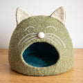 Wool Felt Cat Cave Cat shape - Handmade Pet Bed