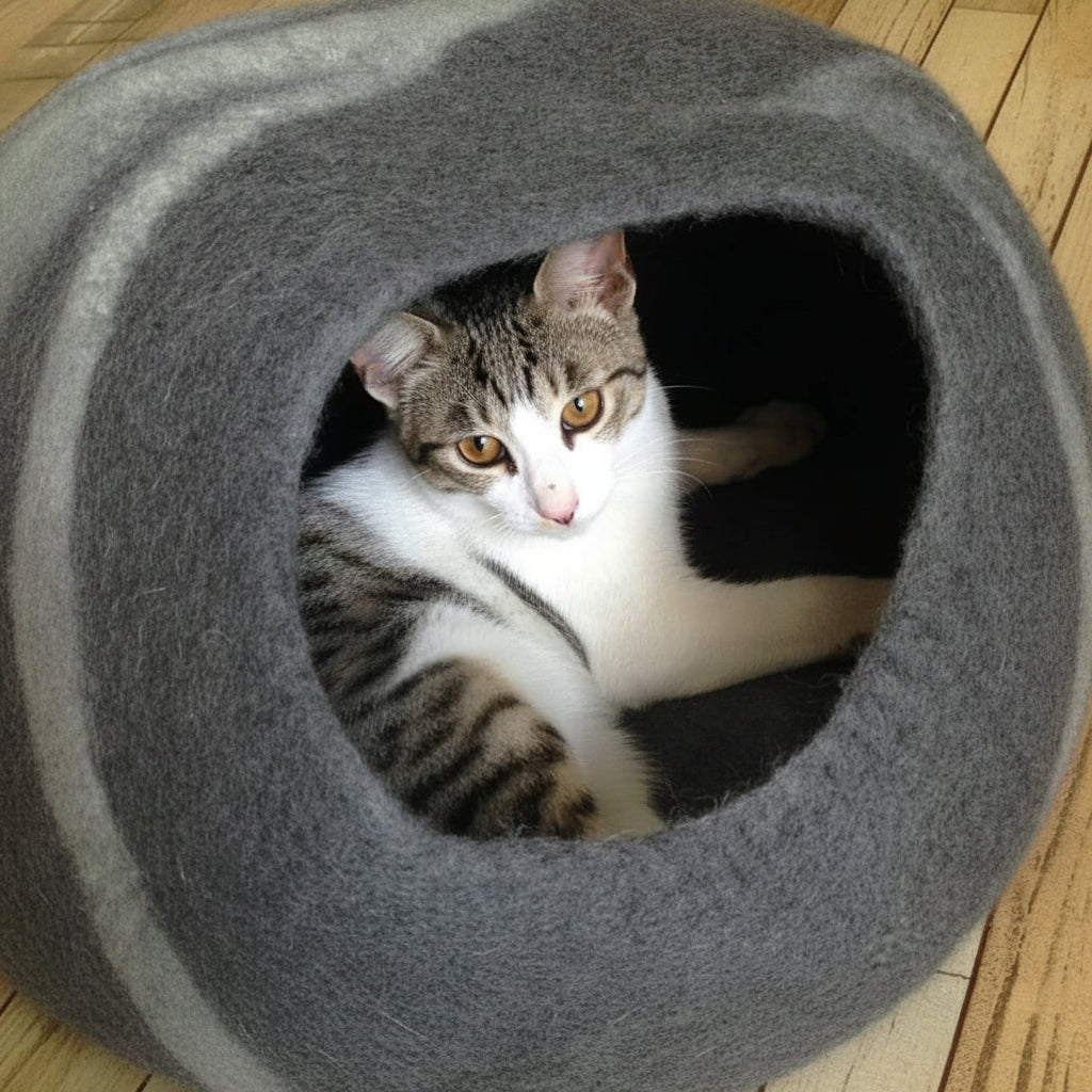 cat cave from felt, 100% wool,  trojala brand from finland 