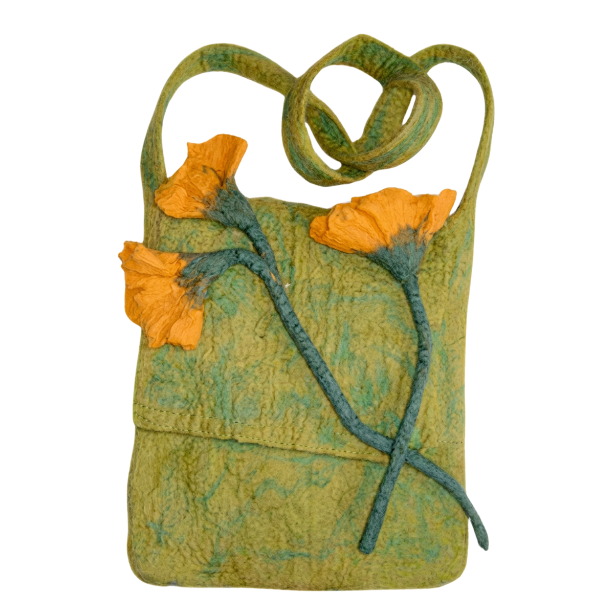 Wool Felt Handbag - Handmade Floral Design